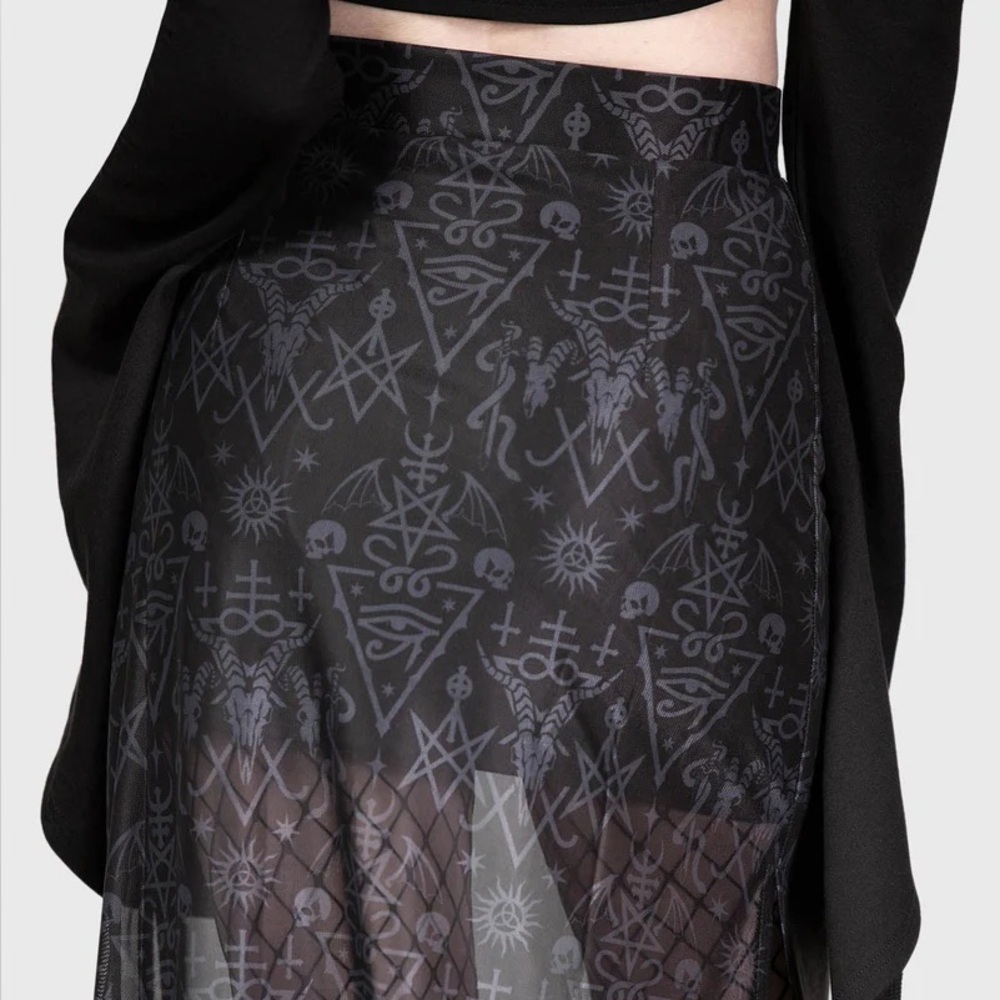 Killstar Baphy Maxi Sheer Stretch Mesh Skirt Skulls Witchy Goth Punk — image 3 of 7